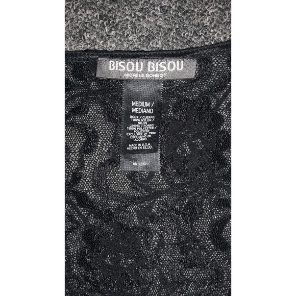 Bisou Bisou Black Lace Tie Front Blouse - Picture 3 of 4